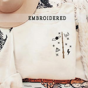 Wizard Wand Shop Embroidered Sweatshirt, Wizard Hoodie, Universal Trip Sweater, Wizard Book Shop, Gift For Fans Harry, Bookish Pullover