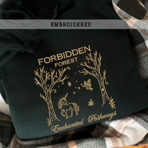 Forbidden Forest Embroidered Sweatshirt, Wizard Hoodie, Universal Trip Sweater, Wizard Book Shop, Gift For Book Nerd, National Park Sweater