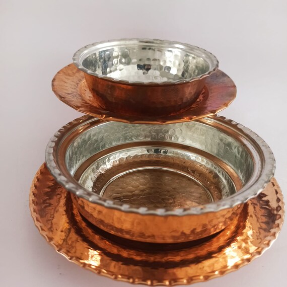 Copper Dinnerware, Forged Handmade Copper Plates, Dinner Plates, Serving  Bowls, Copper Serving Plates, Handmade Traditional Copper Plates 