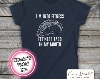 Funny "I'm Into Fitness (Fitness Taco In My Mouth)" Men's T-Shirt - Gym Food Humor Tee - View #3