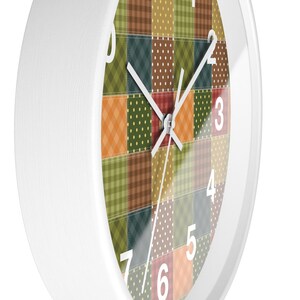 Patchwork Muster Wanduhr, Geometrische Wanduhr, Patchwork Druck Uhr, Bunte Uhr, Einzigartige Wanduhr, Moderne Wanduhr, Coole Uhr Bild 6