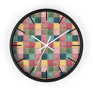 パッチワーク壁掛け時計、パッチワーク柄壁掛け時計、ユニークな壁掛け時計、モダンな壁掛け時計、幾何学的な壁掛け時計、カラフルな時計、クールな時計 画像 2