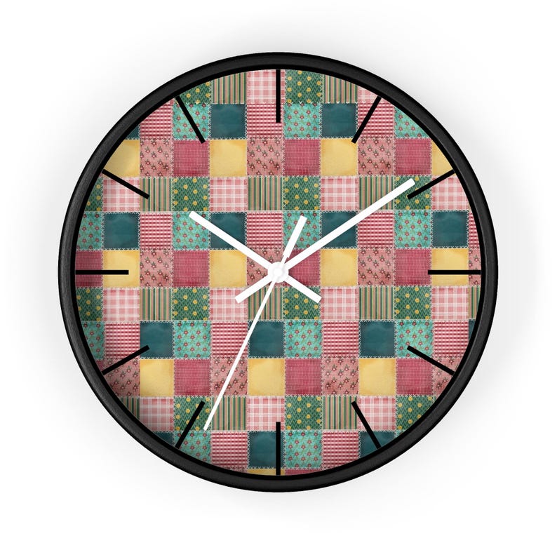 パッチワーク壁掛け時計、パッチワーク柄壁掛け時計、ユニークな壁掛け時計、モダンな壁掛け時計、幾何学的な壁掛け時計、カラフルな時計、クールな時計 画像 2