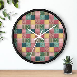 Patchwork Wall Clock, Patchwork Pattern Wall Clock, Modern Wall Clock, Unique Wall Clock, Geometric Wall Clock, Colorful Clock, Cool Clock image 10