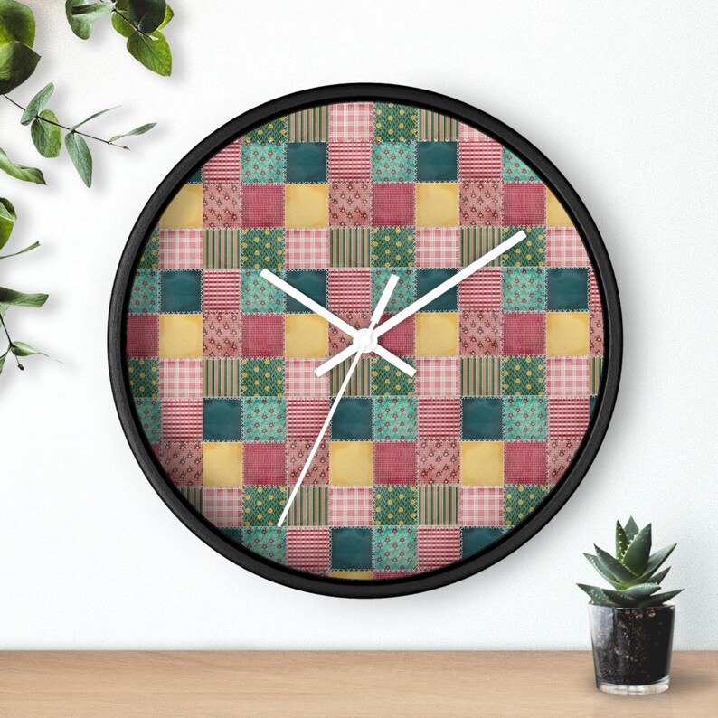 Patchwork Wall Clock, Patchwork Pattern Wall Clock, Modern Wall Clock, Unique Wall Clock, Geometric Wall Clock, Colorful Clock, Cool Clock image 10