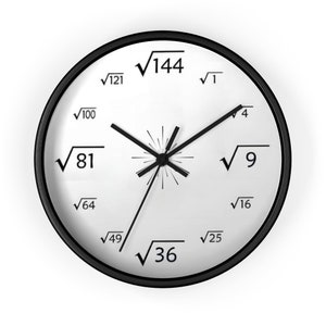 Square Root Wall Clock, Math Clock, Unique Wall Clock, Kids Clock, Modern Wall Clock, Classroom Clock, Living Room Clock, Kitchen Clock