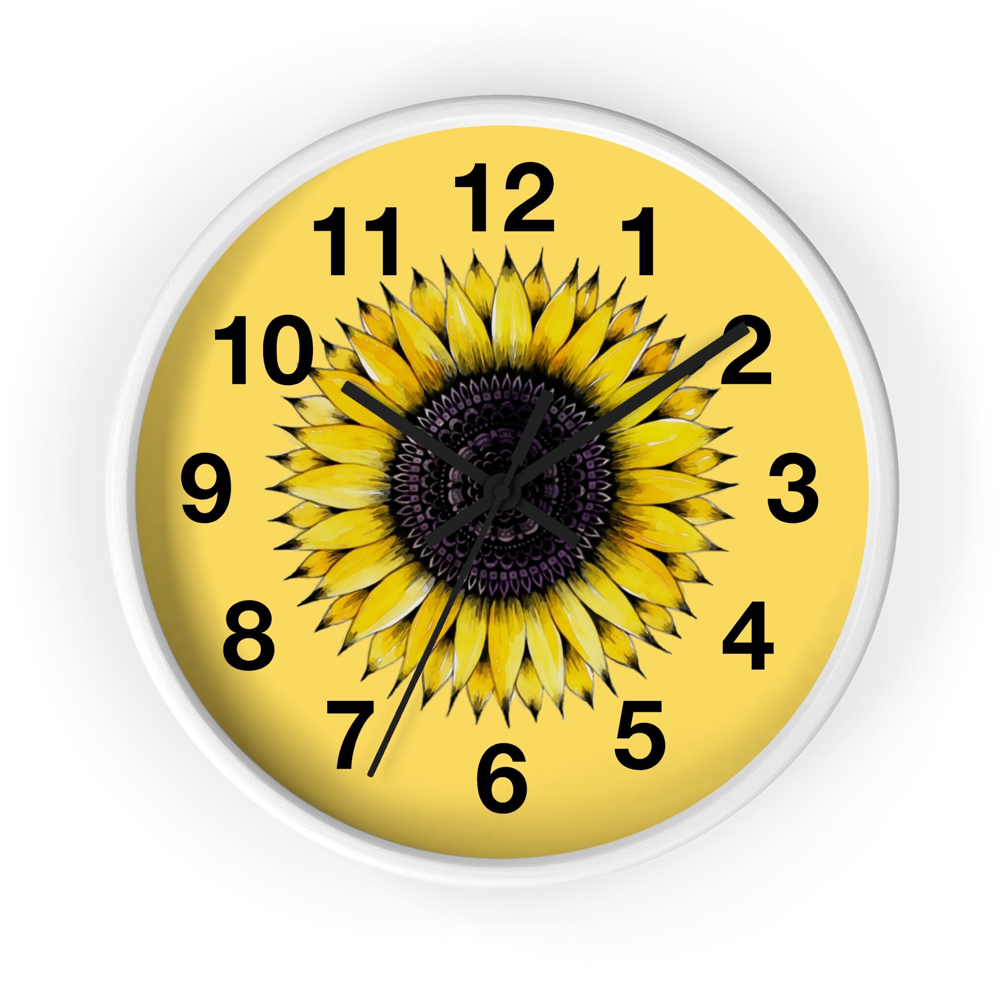 Sunflower Wall Clock, Flower Clock, Floral Clock, Art Deco Clock, Home ...