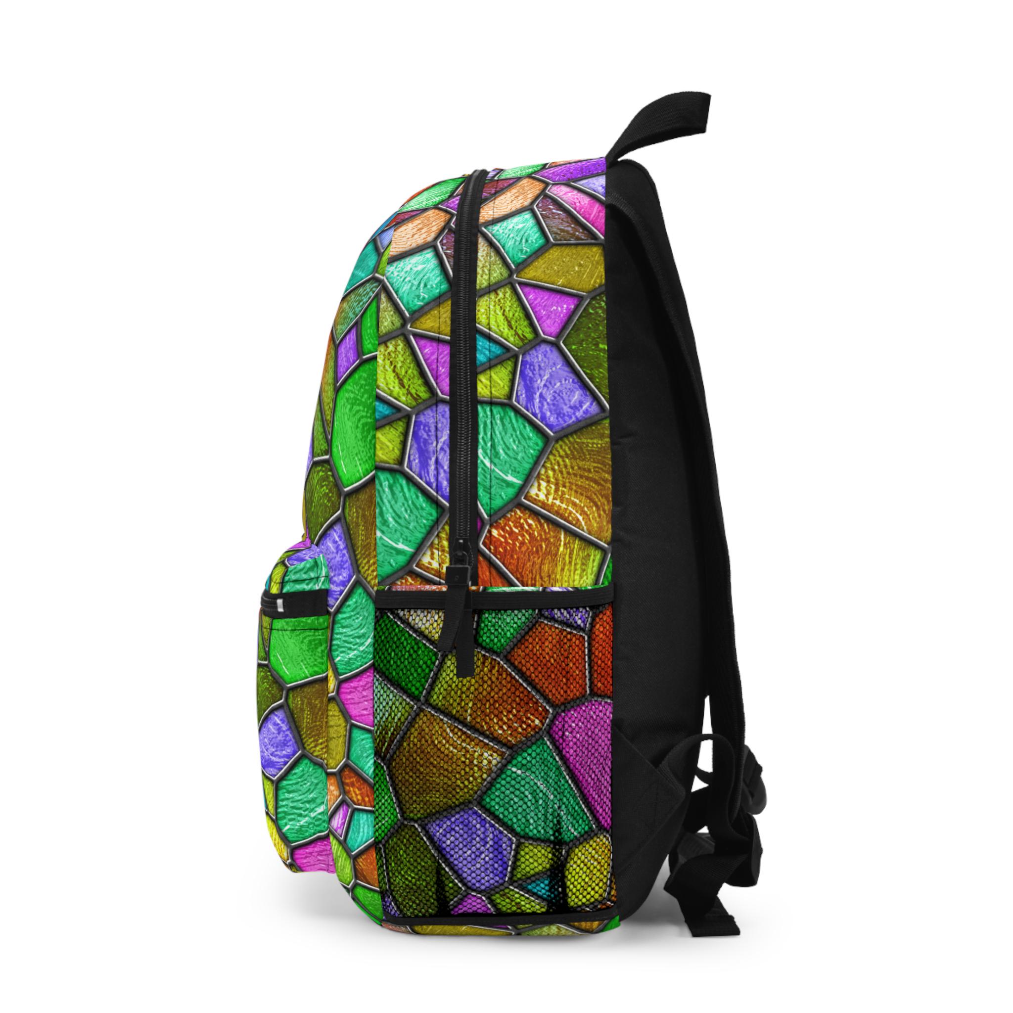 Stained Glass Mosaic Backpack: Colorful Geometric Art Bag - Etsy