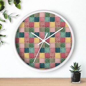 Patchwork Wall Clock, Patchwork Pattern Wall Clock, Modern Wall Clock, Unique Wall Clock, Geometric Wall Clock, Colorful Clock, Cool Clock image 6