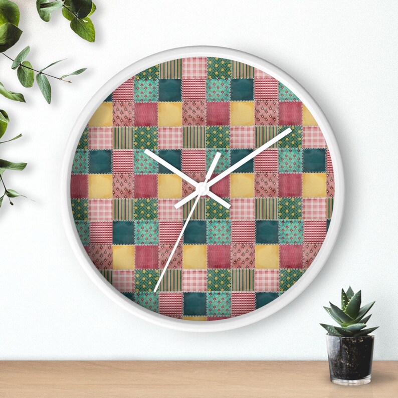 Patchwork Wall Clock, Patchwork Pattern Wall Clock, Modern Wall Clock, Unique Wall Clock, Geometric Wall Clock, Colorful Clock, Cool Clock image 6
