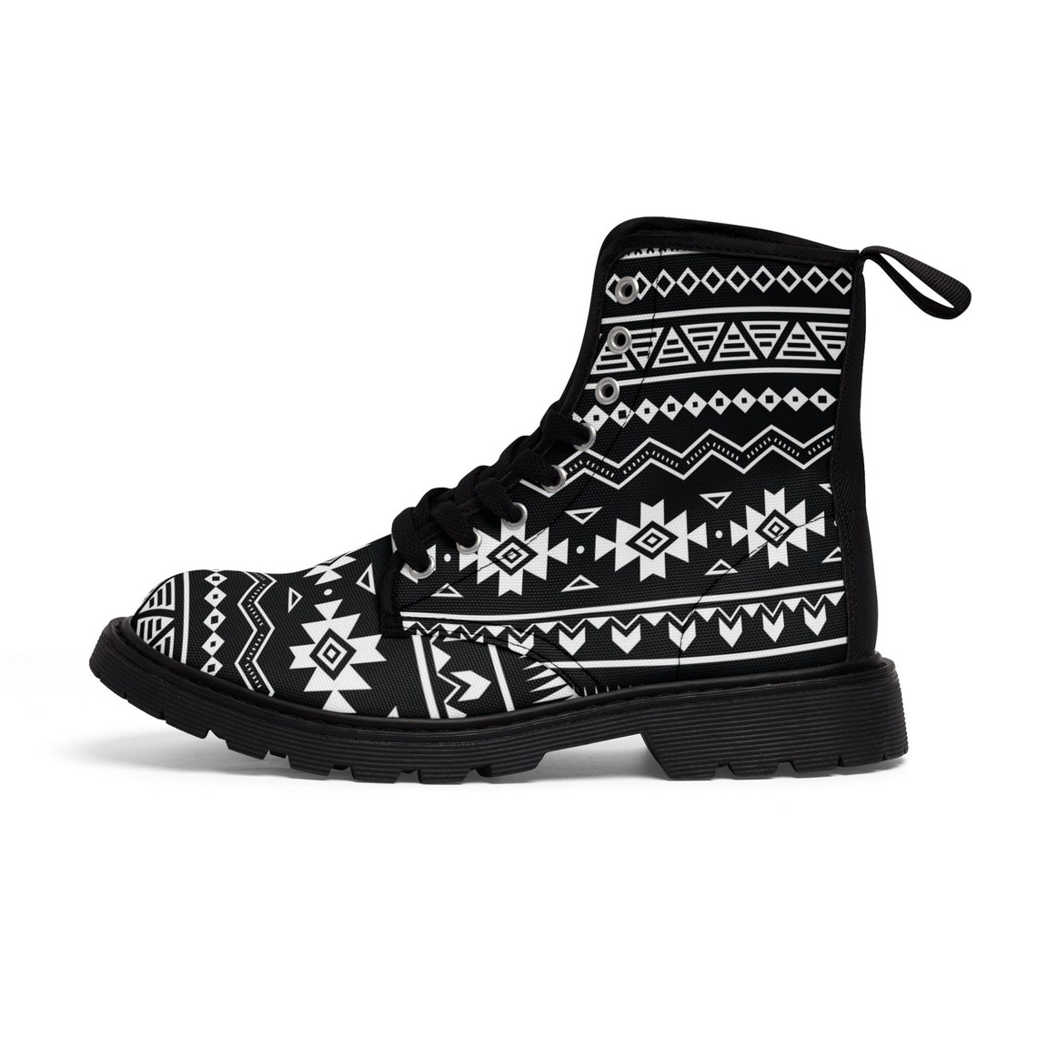 Men's Canvas Boots, Aztec Art, Geometric Pattern Footwear, Aztec ...