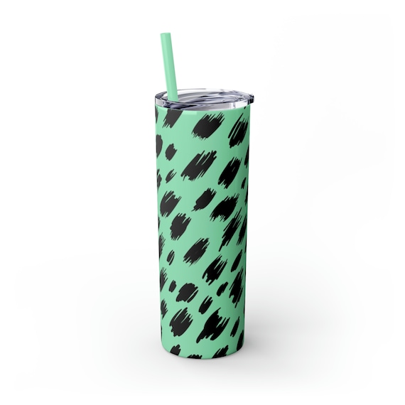 Dünner Becher mit Strohhalm, Musterbecher, Trendiger Becher, Kaffeetasse mit Strohhalm, wiederverwendbarer Kaffeebecher, schlanker Becher, Strohkaffeebecher