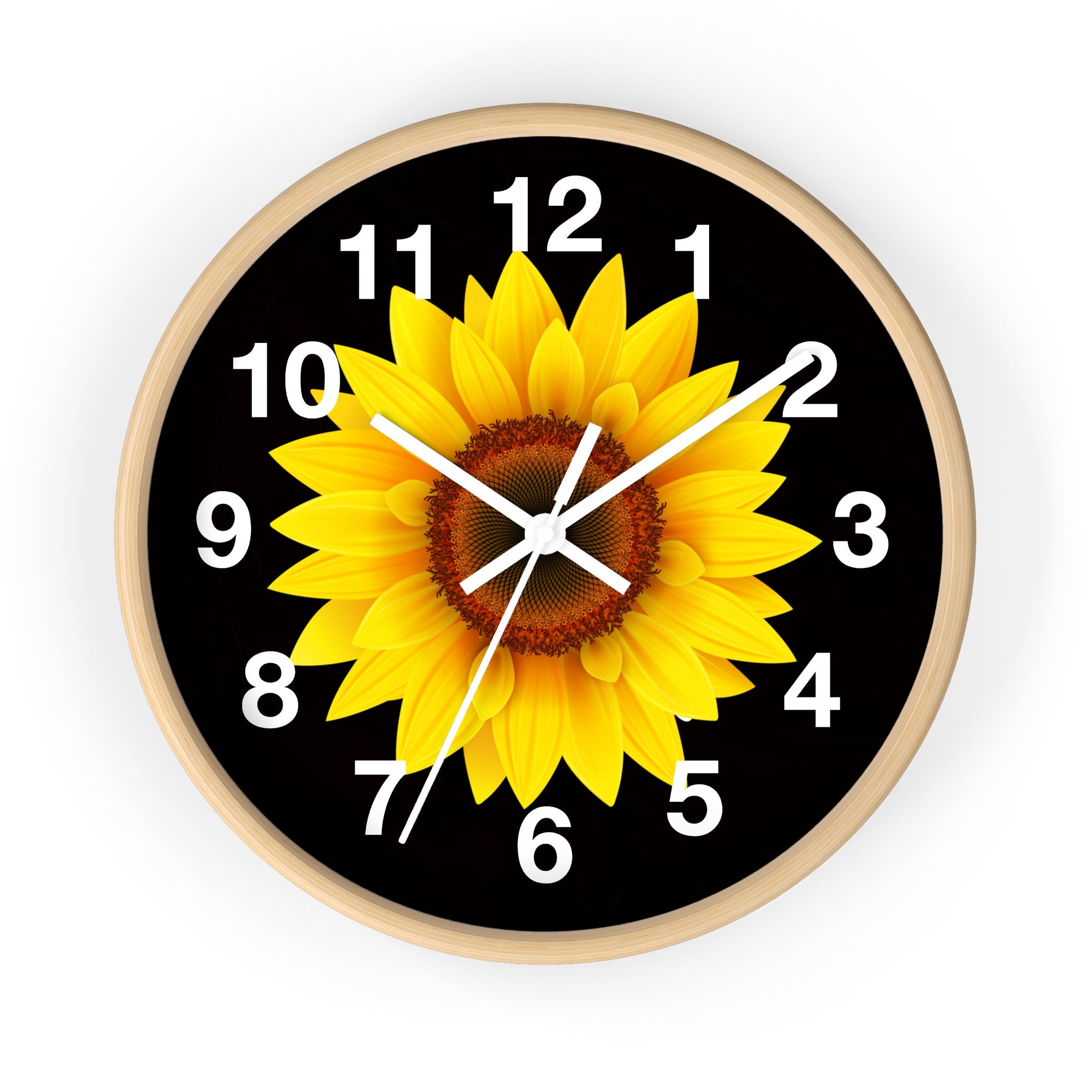 ひまわりの壁掛け時計、ひまわり時計、花時計、花柄の壁掛け時計、自然