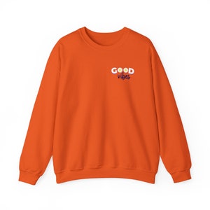 Frauen Sweatshirt, gute Stimmung, positives Design, lebendige Farben, fröhliche Mode, einzigartige Grafik, glückliche Kleidung, Rundhals-Sweatshirt