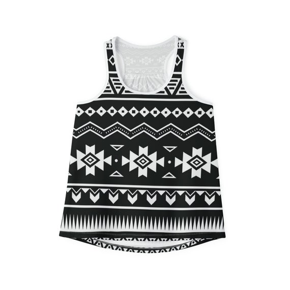 Women's V-Neck Tank Top - Aztec Ethnic Print, Sleeveless, Plus Size Available