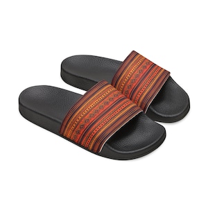 Womens Slide Sandals, Tribal Style Slides, Slide Sandals, Summer Sandals, Pool Slide Sandals, Beach Slides, Summer Slippers, Slip on Sandals