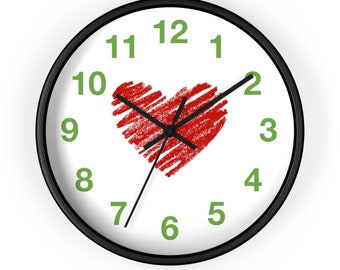 Reloj de pared con forma de corazón, reloj de amor, reloj de corazón, reloj de pared único, reloj de pared moderno, reloj genial, reloj de salón, reloj de cocina, reloj de moda