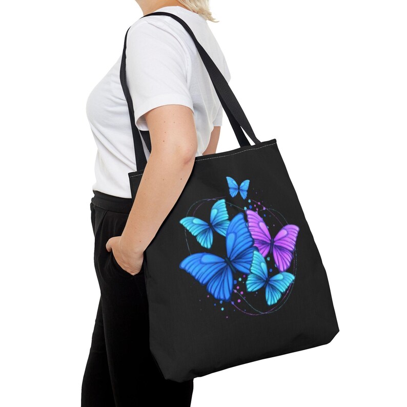 Butterfly Tote Bag, Stylish Tote Bag, Elegant Tote Bag, Chic Tote Bag, Cute Tote Bag, Trendy Tote Bag, Artistic Tote Bag, Nature Tote Bag image 3