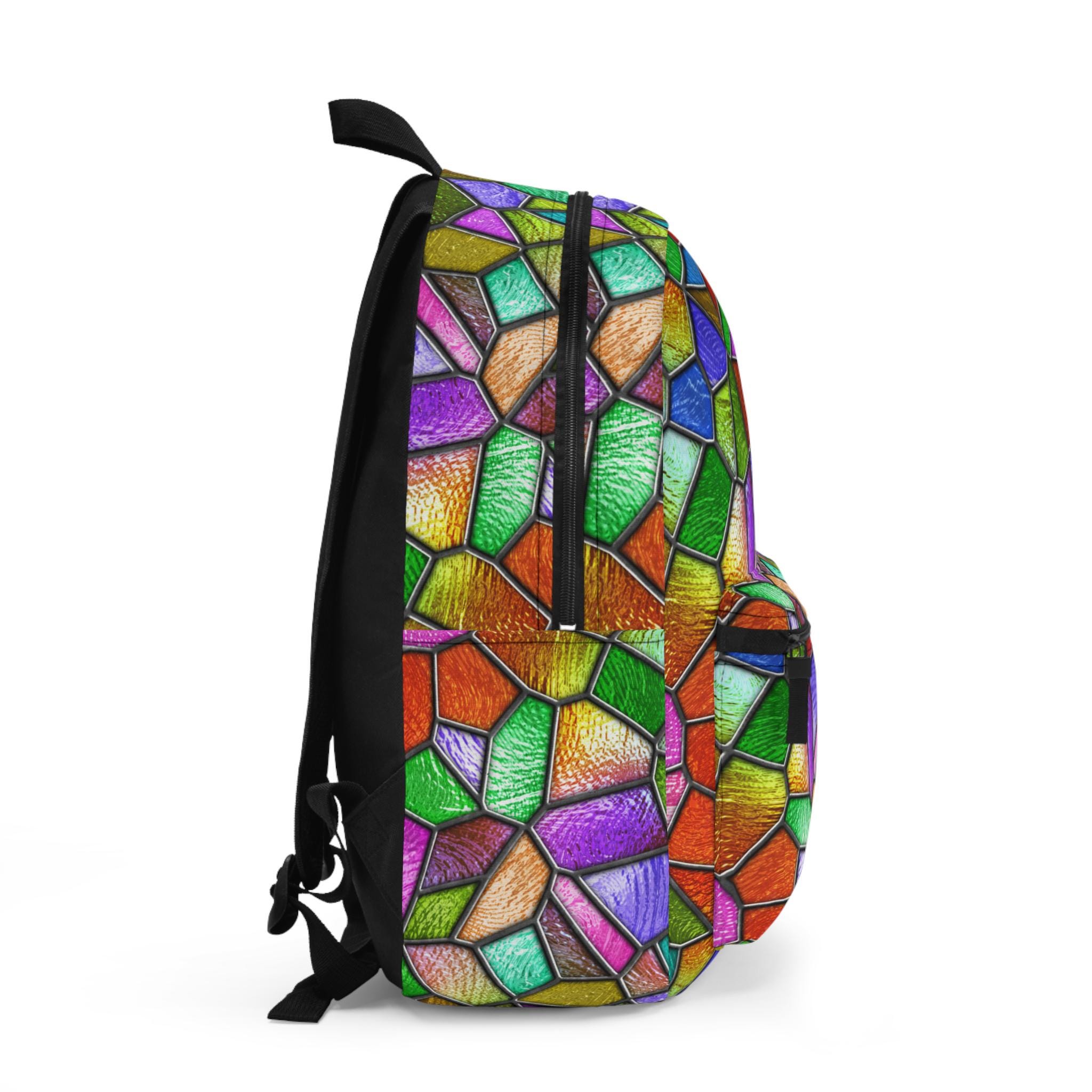 Stained Glass Mosaic Backpack: Colorful Geometric Art Bag - Etsy display picture 1