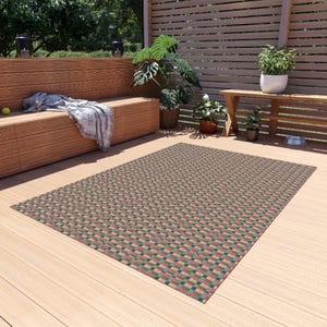 Patchwork Pattern Rug, Patchwork Print Outdoor Rug, Geometric Pattern Rug, Pattern Rug, Patio Rug, Porch Rug, Deck Rug, Garden Rug, Cool Rug image 4