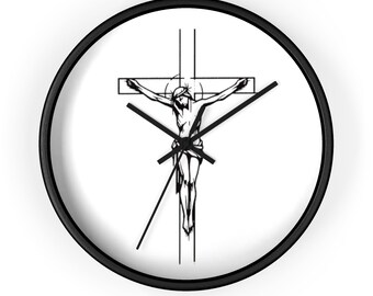 Jesus Crucifix Clock, Jesus Cross Wall Clock, Christian Clock, Faith Art Gift, Crucifix Clock, Cross Clock, Religious Clock, Christian Gifts