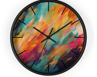 Reloj de pared de arte abstracto: decoración moderna y colorida para el hogar