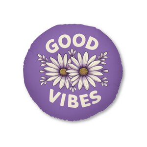 Almofada de chão, almofada de chão, almofada de chão Good Vibes, almofada de chão redonda, almofada de chão grande, almofada de chão tufada, almofada de assento, presente