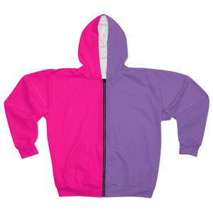 Dual Tone Hoodie, Two Tone Hoodie, Pink Black Unisex Zip Hoodie