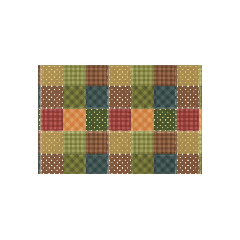 Patchwork Printed Rug, Patchwork Pattern Rug, Quilt Style Rug, Geometric Outdoor Rug, Patio Rug, Porch Rug, Deck Rug, Garden Rug, Cool Rug image 6