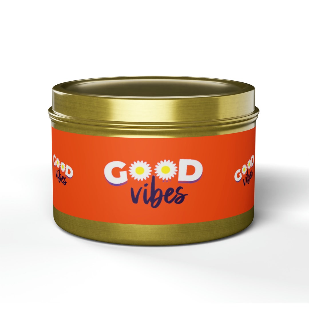 Tin Candle, Good Vibes Candle, Gold Tin Candle, Tin Can Candle, Scented