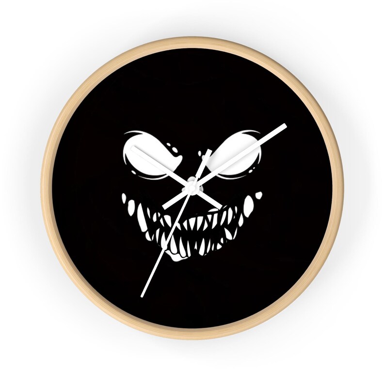 Scary Face Clock, Scary Grinning Face Clock, Scary Skull Clock, Spooky ...