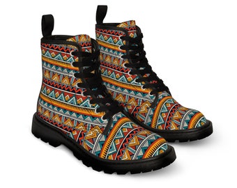 Męskie buty płócienne, afrykańskie buty płócienne, obuwie z geometrycznym wzorem, żywe botki z nadrukiem, moda w stylu etnicznym, buty z afrykańskim wzorem