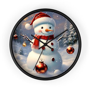 Weihnachtsschneemann Wanduhr, Weihnachtsuhr, Dekorative Uhr, Saisonuhr, Festliche Wanduhr, Winter Dekor Uhr, Feiertags Wanduhr
