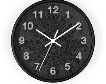 Gothic Floral Clock, Goth Floral Clock, Unique Wall Clock, Modern Wall Clock, Living Room Clock, Kitchen Clock, Trendy Clock, Cool Clock