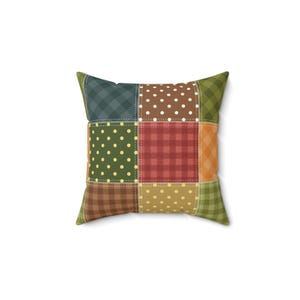 Patchwork Printed Throw Pillow, Patchwork Pattern Square Pillow, Colorful Patchwork Cushion, Unique Pillow, Trendy Pillow, Geometric Pillow