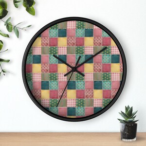 Patchwork Wall Clock, Patchwork Pattern Wall Clock, Modern Wall Clock, Unique Wall Clock, Geometric Wall Clock, Colorful Clock, Cool Clock image 4