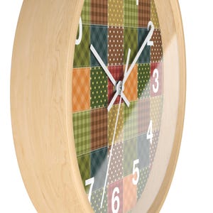 Patchwork Muster Wanduhr, Geometrische Wanduhr, Patchwork Druck Uhr, Bunte Uhr, Einzigartige Wanduhr, Moderne Wanduhr, Coole Uhr Bild 8