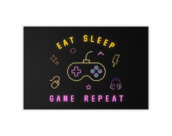 Eat Sleep Game Repeat Decal, Geek Decor, Video Game Decor, Video Games Stickers, Gaming Stickers, Video Game Wall Decal, Gaming Wall Decal