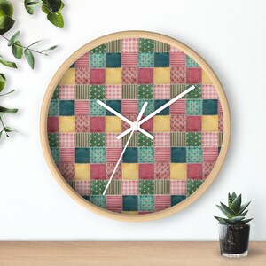 Patchwork Wall Clock, Patchwork Pattern Wall Clock, Modern Wall Clock, Unique Wall Clock, Geometric Wall Clock, Colorful Clock, Cool Clock image 8