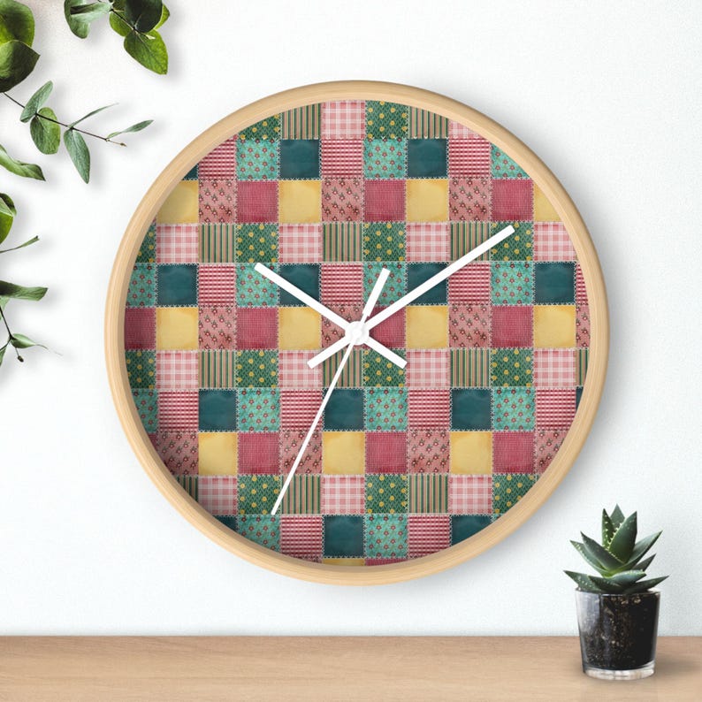 Patchwork Wall Clock, Patchwork Pattern Wall Clock, Modern Wall Clock, Unique Wall Clock, Geometric Wall Clock, Colorful Clock, Cool Clock image 8