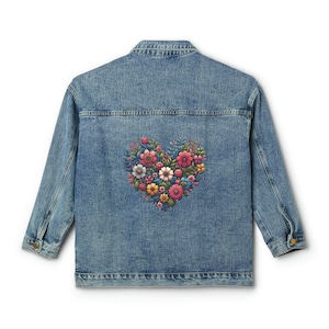ジャケット・アウター 80s vintage flower denim jeans jacket Vintage 80s Blue Denim Jacket With Floral Print, Size L