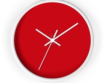 Red Clock, Minimalist Clock, Cool Wall Clock, Modern Wall Clock, Simple Wall Clock, Unique Wall Clock, Decorative Wall Clock, Elegant Clock