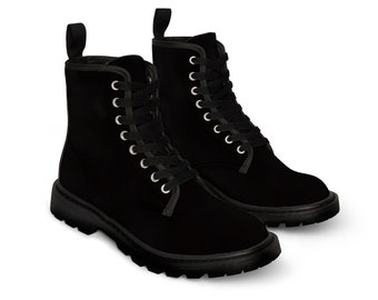 Black Boot, Men&#39;s Canvas Boots, Black Boots for Men, Black Casual Boots for Men, Rugged Black Ankle Boots, Men&#39;s Black Fashion Bootwear