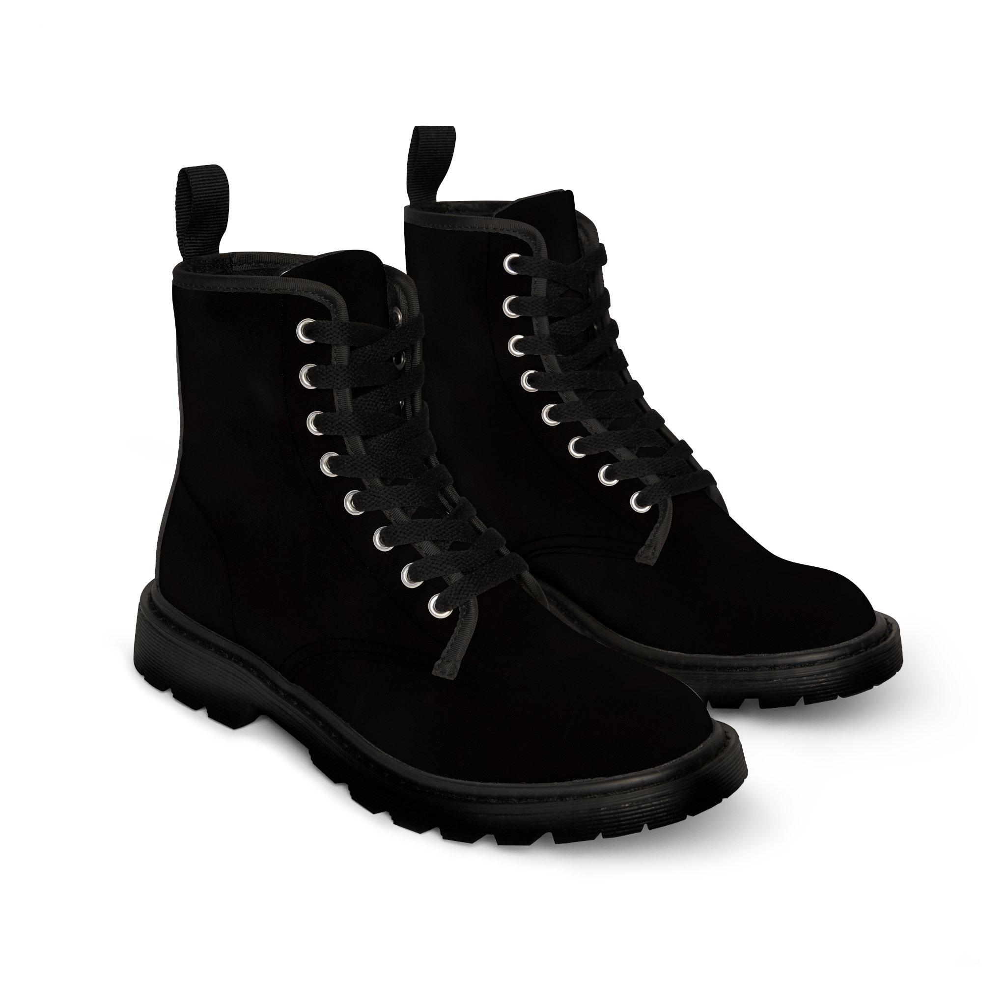 Men\'s Schmove Black Lace-Up Canvas and Leather Ankle Boots. Men Lace Up Round Toe Black Boots – Roman Boots TX RB main image 2