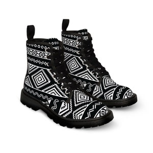 Men&#39;s Canvas Boots, African Print, African Pattern, Tribal Design, Geometric Shape, Black Design, Tribal Art, Fashionable Boot, Ethnic Style