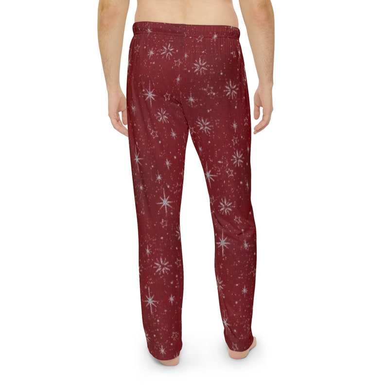 Men's Pajama Pants, Red Pajama Pants, Starry Night Sleepwear, Snowflake