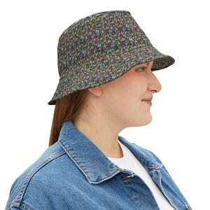 Floral Bucket Hat, Flower Bucket Hat, Colorful Bucket Hat, Women Bucket Hat, Cute Bucket Hat, Black Hat, Cute Hat, Trendy Bucket Hat