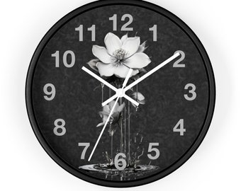 Gothic Flower Clock, Goth Floral Clock, Unique Wall Clock, Modern Wall Clock, Living Room Clock, Kitchen Clock, Trendy Clock, Cool Clock