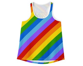 Hount Women's Loose Fit Tank Top – Good Vibes Rainbow Print, Sleeveless Summer Blouse, Casual Wear - View #9