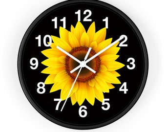 Sunflower Wall Clock, Sunflower Clock, Flower Clock, Floral Wall Clock, Nature Clock, Unique Clocks, Modern Clock, Home Decor Clock, Clocks